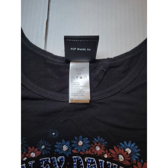 Harley Davidson Freedom Flower Open Back Rhinestone Evil Kneivil Helmet‎ Top XS - Picture 3 of 6